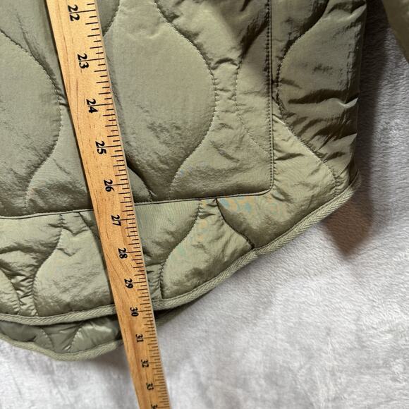 And Now This Women Jacket NEW Plus 2X Green Reversible Collarless Quilted Nylon - Picture 8 of 11